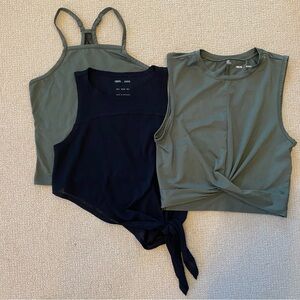 Bundle - ASOS size 2 (XS) Cropped Workout Tops Olive Green and Black